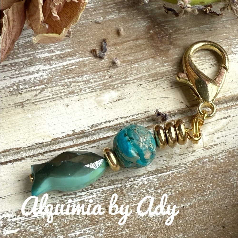 Alquimia turquoise and fish and Gold Key & Card Holder Accessory